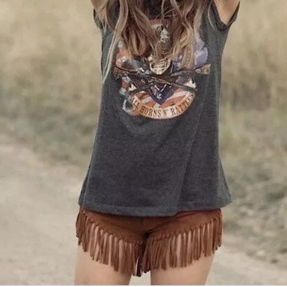 RARE Spell cowgirl dream leather tassel shorts